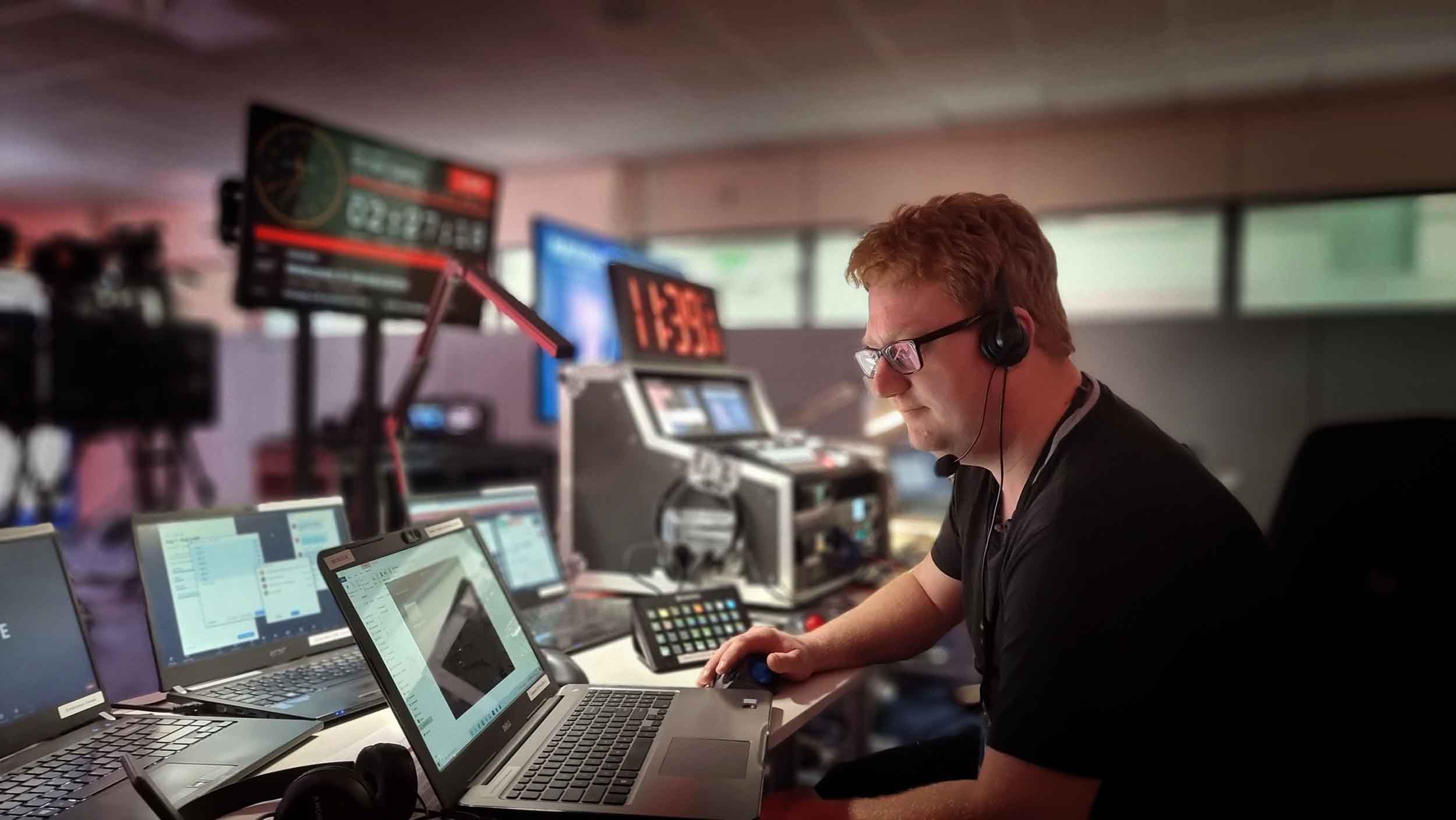 Video production and live-streaming equipment in the Concept Studios control room